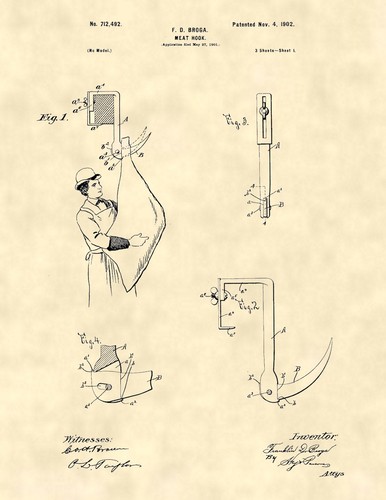 Meat hook butcher patent - butcher,
